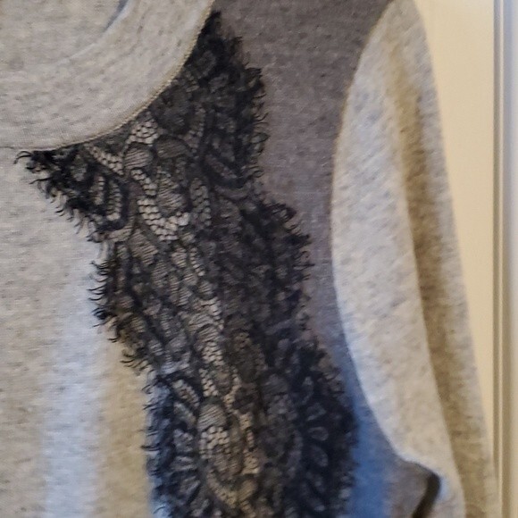 J. CREW LACE WOOL BLEND SWEATER GRAY BLACK SIZE SMALL - Picture 7 of 9